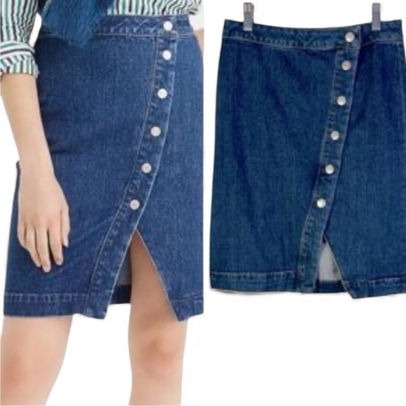 J Crew Denim Front Snap Skirt|J Crew Denim Skirt| J Crew Denim - Picture 3 of 9